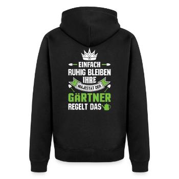 Gärtner Gärtnerei Gartenbau Spruch Gartenbauer - Unisex Premium Bio Zip Hoodie - Schwarz - Hinten - Nico (187cm)