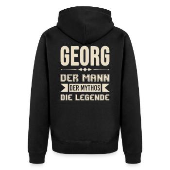 Georg - Unisex Premium Bio Zip Hoodie - Schwarz - Hinten - Nico (187cm)