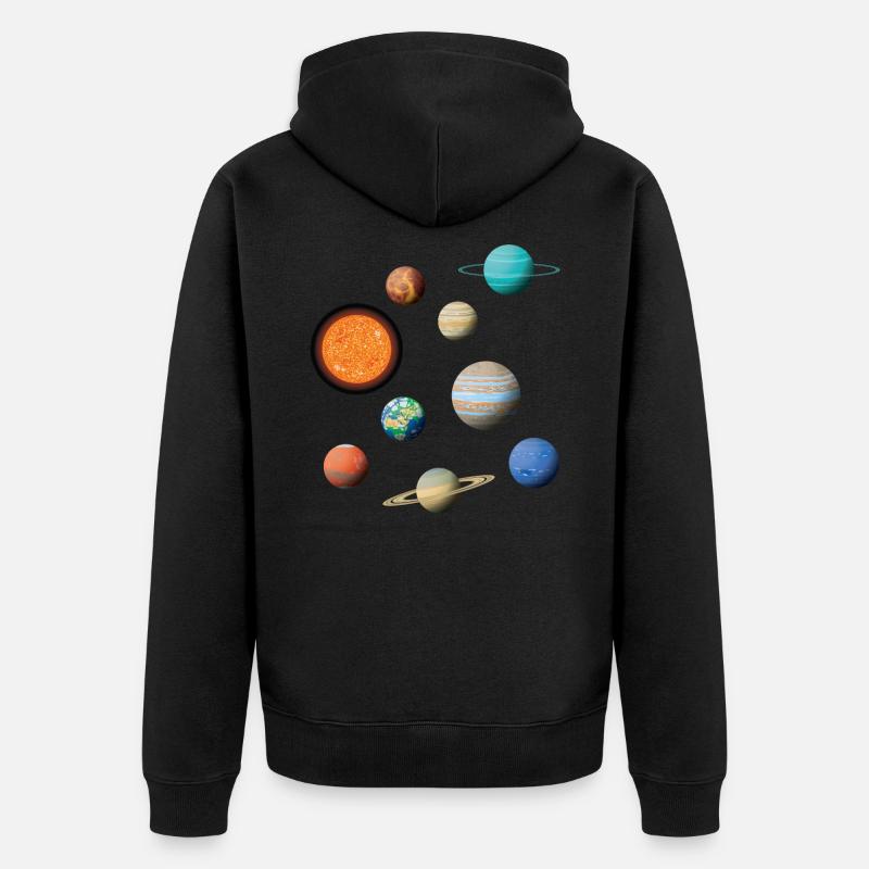 Espace Système Solaire Univers Planète - Veste à capuche bio Premium Unisexe - noir