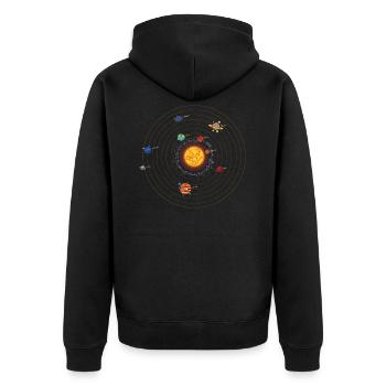 Weltraum Sonnensystem Universum Planeten - Unisex Premium Bio Zip Hoodie - Schwarz - Hinten - Nico (187cm)