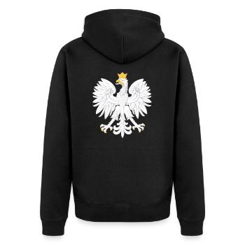 Poland flag flag coat of arms eagle - Unisex Premium Organic Zip Hoodie - black - Back - Nico (187cm)