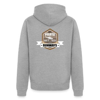 Echte Piloten - Unisex Premium Bio Zip Hoodie - Grau meliert - Hinten - Nico (187cm)