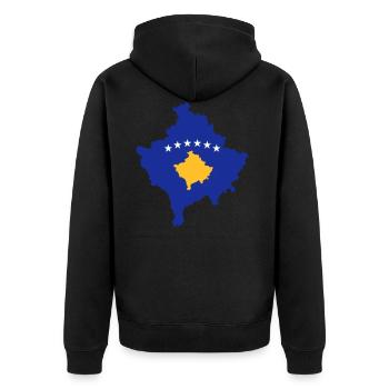 kosovo - Unisex Premium Bio Zip Hoodie - Schwarz - Hinten - Nico (187cm)