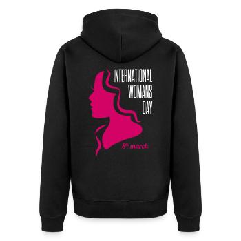 Journée internationale de la femme 8 mars - Veste à capuche bio Premium Unisexe - noir - Dos - Nico (187cm)