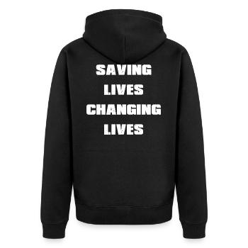 Sauver des vies Changer des vies, sauver des vies ... - Veste à capuche bio Premium Unisexe - noir - Dos - Nico (187cm)