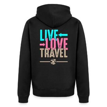 Live travel travel travel wanderlust - Veste à capuche bio Premium Unisexe - noir - Dos - Nico (187cm)