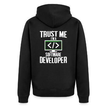 Croyez-moi, je suis un cadeau de développeur de logiciels en ligne - Veste à capuche bio Premium Unisexe - noir - Dos - Nico (187cm)
