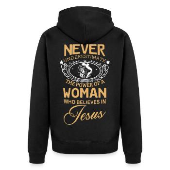 Jesus - Unisex Premium Bio Zip Hoodie - Schwarz - Hinten - Nico (187cm)