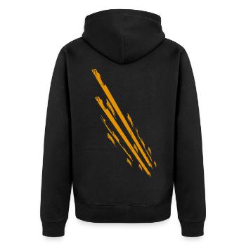 Linien für sportliche Kleidung und Outfit - Unisex Premium Bio Zip Hoodie - Schwarz - Hinten - Nico (187cm)