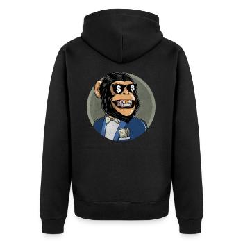 Dollar Geld Affe Stylisch Goldzahn Hipster - Unisex Premium Bio Zip Hoodie - Schwarz - Hinten - Nico (187cm)