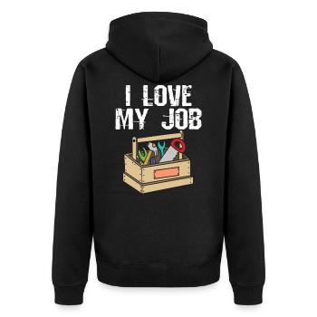 Awesome & Trendy Tshirt Designs Carpenter Love my - Unisex Premium Bio Zip Hoodie - Schwarz - Hinten - Nico (187cm)
