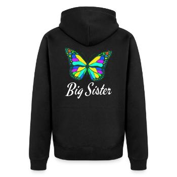Big Sister Colorful TShirt Design - Unisex Premium Organic Zip Hoodie - black - Back - Nico (187cm)