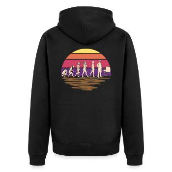 Evolution Grillmeister Grill Geschenk für Grillen - Unisex Premium Bio Zip Hoodie - Schwarz - Hinten - Nico (187cm)