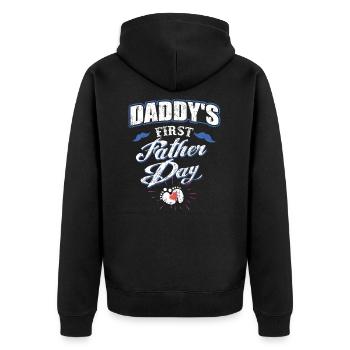 Daddys First Father Day - Father's Day - Dad - Unisex Premium Organic Zip Hoodie - black - Back - Nico (187cm)