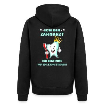 Zahnarzt - Unisex Premium Bio Zip Hoodie - Schwarz - Hinten - Nico (187cm)