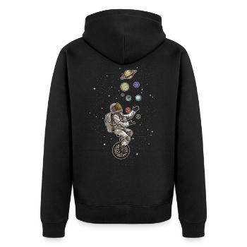 L'astronaute jongle avec des planètes sur un monocycle - Veste à capuche bio Premium Unisexe - noir - Dos - Nico (187cm)
