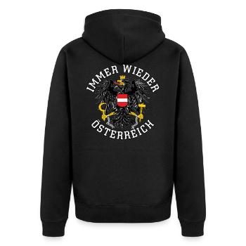Immer wieder Österreich - Unisex Premium Bio Zip Hoodie - Schwarz - Hinten - Nico (187cm)