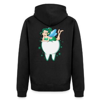 Zahnarzt Zahnfee Zahnärztin Zähne Shirt - Unisex Premium Bio Zip Hoodie - Schwarz - Hinten - Nico (187cm)