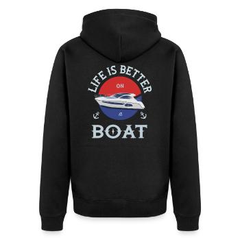 Boot - Unisex Premium Bio Zip Hoodie - Schwarz - Hinten - Nico (187cm)