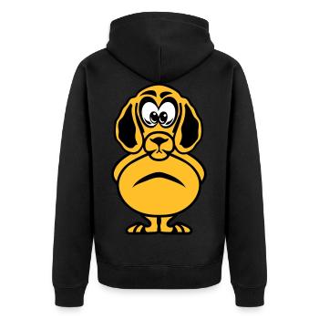 Hundekopf, der Tierkind zeichnet - Unisex Premium Bio Zip Hoodie - Schwarz - Hinten - Nico (187cm)