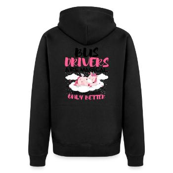 Bus driver bus ride unicorn bus - Unisex Premium Organic Zip Hoodie - black - Back - Nico (187cm)