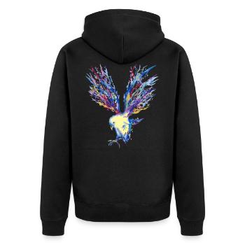 Color Bird - Unisex Premium Organic Zip Hoodie - black - Back - Nico (187cm)