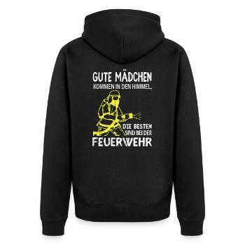 Firefighter woman firefighter saying gift - Unisex Premium Organic Zip Hoodie - black - Back - Nico (187cm)