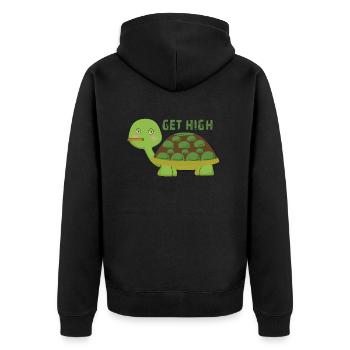 Chillkröte Kiffer Kiffen Joint Weed - Unisex Premium Bio Zip Hoodie - Schwarz - Hinten - Nico (187cm)