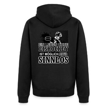 Ein Leben ohne Eishockey spruch geschenk - Unisex Premium Bio Zip Hoodie - Schwarz - Hinten - Nico (187cm)