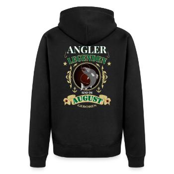 Angler - Unisex Premium Bio Zip Hoodie - Schwarz - Hinten - Nico (187cm)