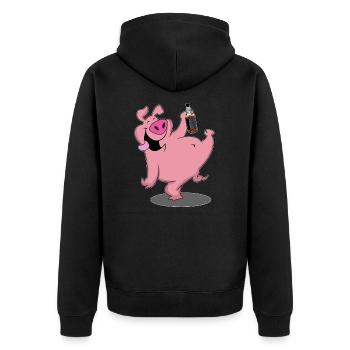 Cochon avec alcool de bière Sauf motif de fête - Veste à capuche bio Premium Unisexe - noir - Dos - Nico (187cm)