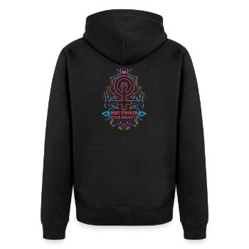 Feminismus - Unisex Premium Bio Zip Hoodie - Schwarz - Hinten - Nico (187cm)