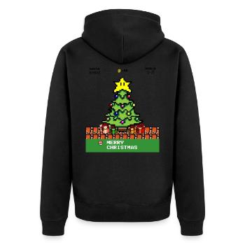 Merry Christmas pixel gambling gaming gamer - Unisex Premium Organic Zip Hoodie - black - Back - Nico (187cm)