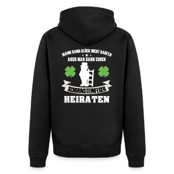 Schornsteinfeger Hochzeit Beruf Geschenkidee - Unisex Premium Bio Zip Hoodie - Schwarz - Hinten - Nico (187cm)