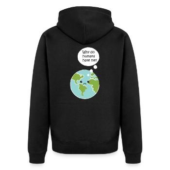 environment - Unisex Premium Organic Zip Hoodie - black - Back - Nico (187cm)