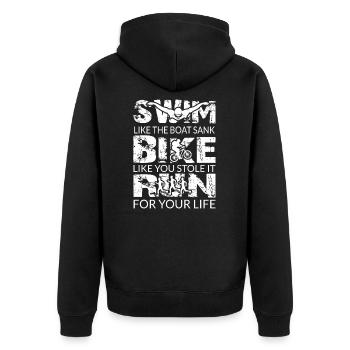 Triathlete Triathlon - Unisex Premium Organic Zip Hoodie - black - Back - Nico (187cm)