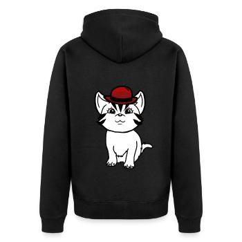 Gentleman Mister Cat Kitten Sir Cat Meow - Unisex Premium Organic Zip Hoodie - black - Back - Nico (187cm)