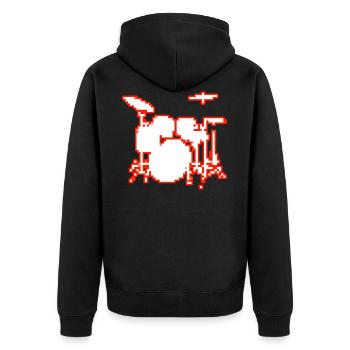 Pixel Schlagzeuger - Unisex Premium Bio Zip Hoodie - Schwarz - Hinten - Nico (187cm)