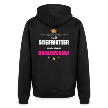 Stiefmama Bonus Mama Geschenk - Unisex Premium Bio Zip Hoodie - Schwarz - Hinten - Nico (187cm)