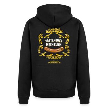 Grill T Shirt Röstaromeningenieurin - Unisex Premium Bio Zip Hoodie - Schwarz - Hinten - Nico (187cm)