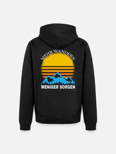 Mehr Wandern - Unisex Premium Bio Zip Hoodie - Schwarz