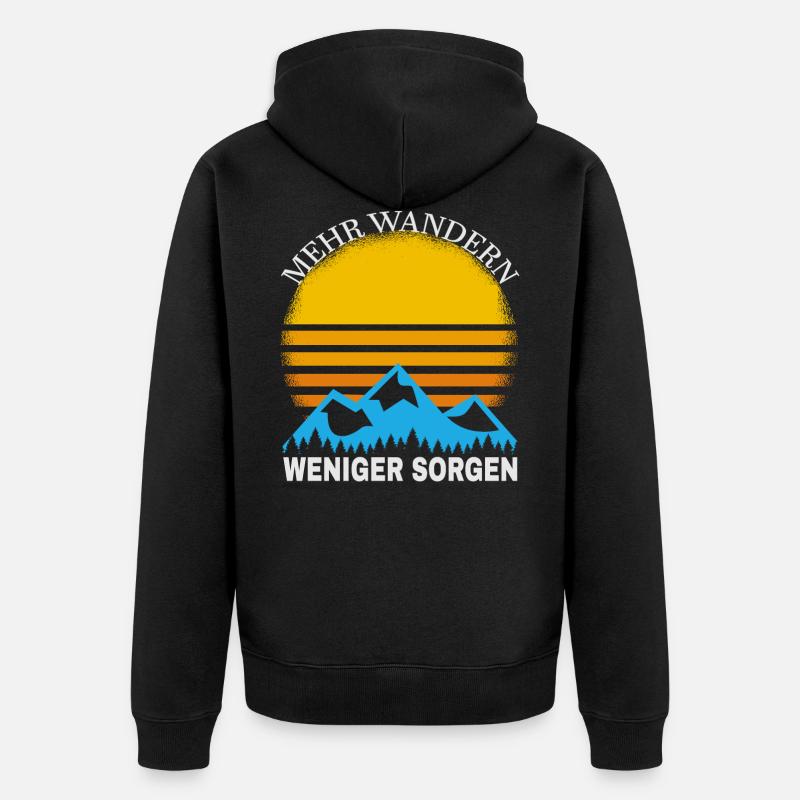 Mehr Wandern - Unisex Premium Bio Zip Hoodie - Schwarz
