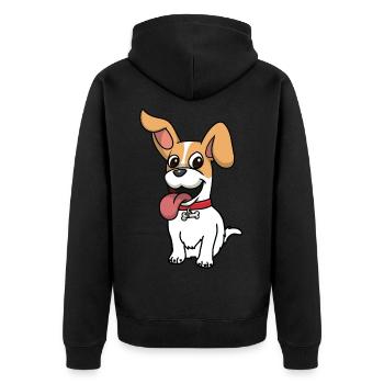 Funny dog dogs pets happy children - Unisex Premium Organic Zip Hoodie - black - Back - Nico (187cm)