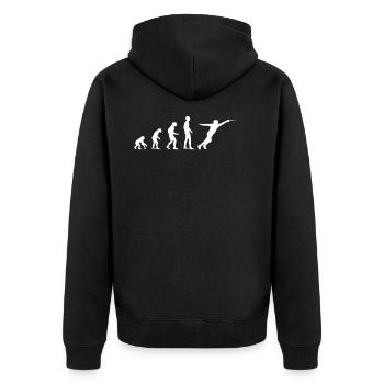 Fechten Evolution T-Shirt - Unisex Premium Bio Zip Hoodie - Schwarz - Hinten - Nico (187cm)