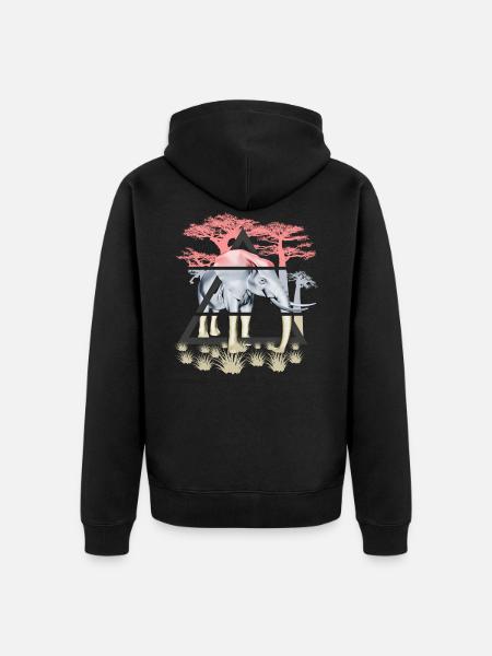 Savannah wise elephant - Unisex Premium Organic Zip Hoodie - black