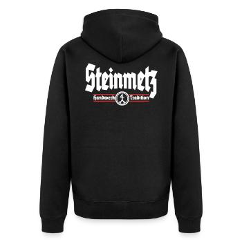 Steinmetz Handwerk+Tradition - Unisex Premium Bio Zip Hoodie - Schwarz - Hinten - Nico (187cm)