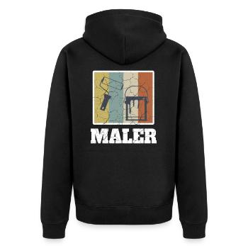 Maler Vintage - Unisex Premium Bio Zip Hoodie - Schwarz - Hinten - Nico (187cm)