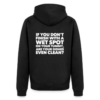 Wenn du keinen feuchten Fleck auf dem Bauch hast.. - Unisex Premium Bio Zip Hoodie - Schwarz - Hinten - Nico (187cm)