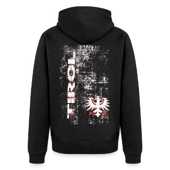 Tirol - Unisex Premium Bio Zip Hoodie - Schwarz - Hinten - Nico (187cm)