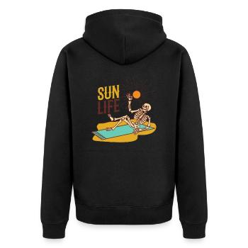 Sun Life Sun Life Life Skeleton on a Beach Towel - Unisex Premium Organic Zip Hoodie - black - Back - Nico (187cm)